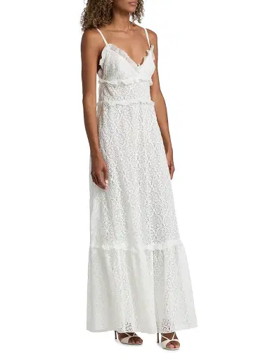 Giambattista Valli Women's Macramé Lace Ruffle Maxi Dress - Ivory - Size 10 | Thumbnail 4 Giambattista Valli Women's Macramé Lace Ruffle Maxi Dress - Ivory - Size 10 | Thumbnail 4