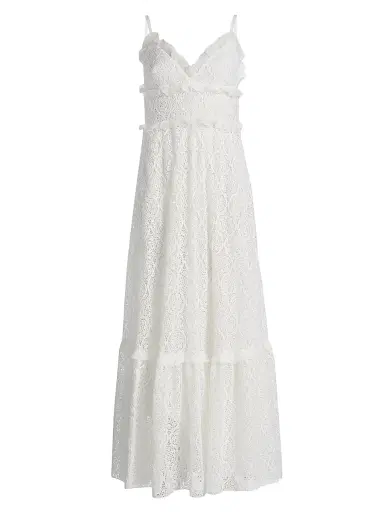 Giambattista Valli Women's Macramé Lace Ruffle Maxi Dress - Ivory - Size 10 | Thumbnail 1 Giambattista Valli Women's Macramé Lace Ruffle Maxi Dress - Ivory - Size 10 | Thumbnail 1