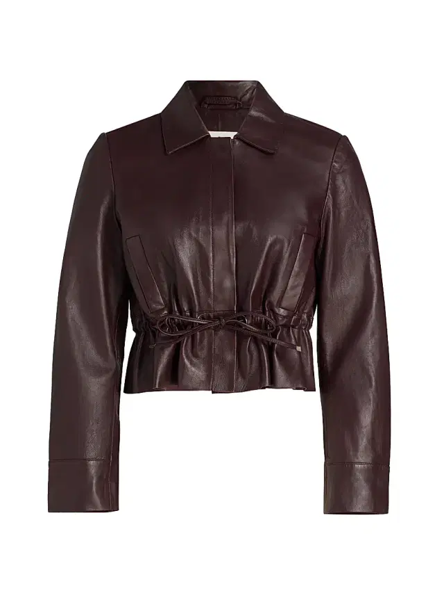 ba & sh Women's Manita Leather Crop Jacket - Prune