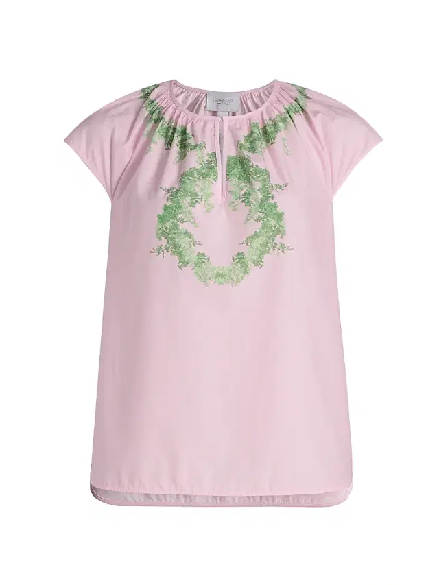 Giambattista Valli Women's Floral Cotton Poplin Blouse - Rose Green