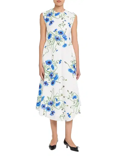 Stella McCartney Women's Floral Hammered Shift Midi-Dress | Thumbnail 2