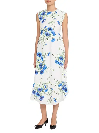 Stella McCartney Women's Floral Hammered Shift Midi-Dress | Thumbnail 3