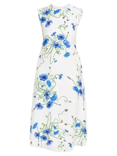 Stella McCartney Women's Floral Hammered Shift Midi-Dress | Thumbnail 1