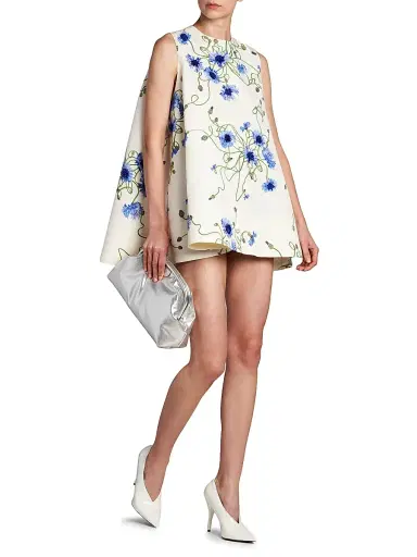 Stella McCartney Women's Floral Print Cotton Babydoll Dress - Cornflower - Size 10 | Thumbnail 2