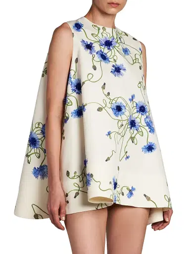 Stella McCartney Women's Floral Print Cotton Babydoll Dress - Cornflower - Size 10 | Thumbnail 3