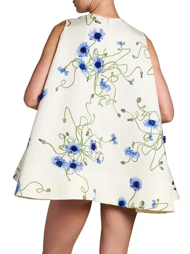 Stella McCartney Women's Floral Print Cotton Babydoll Dress - Cornflower - Size 10 | Thumbnail 5