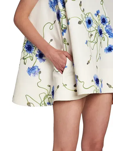 Stella McCartney Women's Floral Print Cotton Babydoll Dress - Cornflower - Size 10 | Thumbnail 6