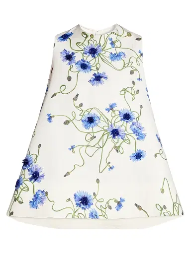 Stella McCartney Women's Floral Print Cotton Babydoll Dress - Cornflower - Size 10 | Thumbnail 1