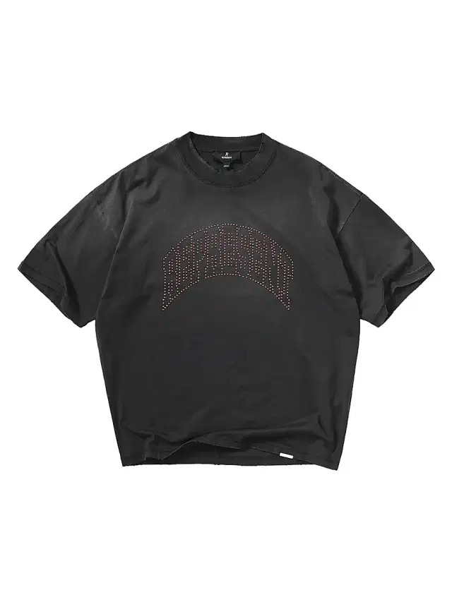 Men's Embellished Logo Cotton T-Shirt - Stained Black