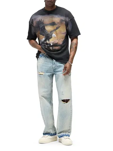 Represent Men's Flight Graphic Cotton T-Shirt - Stained Black - Size XL | Thumbnail 2