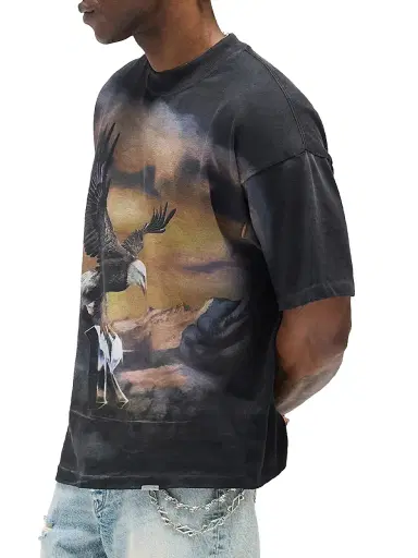 Represent Men's Flight Graphic Cotton T-Shirt - Stained Black - Size XL | Thumbnail 5