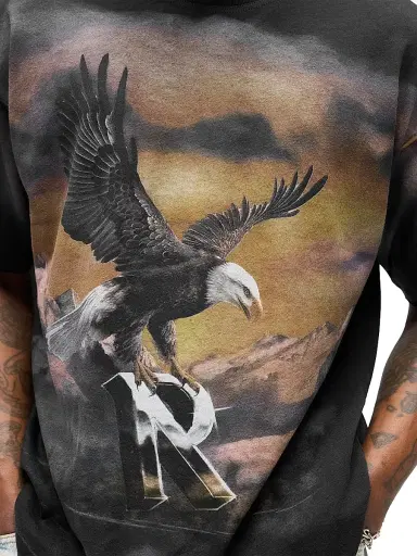 Represent Men's Flight Graphic Cotton T-Shirt - Stained Black - Size XL | Thumbnail 7