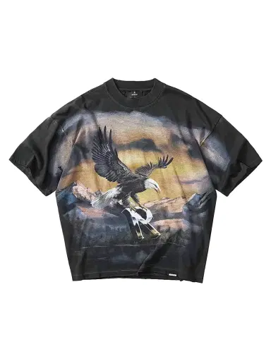 Represent Men's Flight Graphic Cotton T-Shirt - Stained Black - Size XL | Thumbnail 1