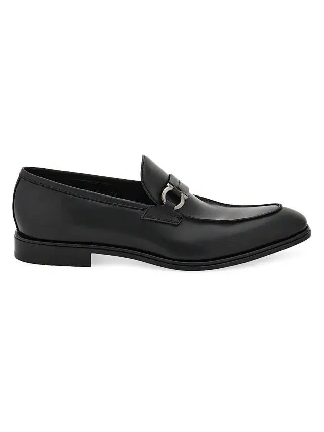 Men's Turner Gancini Leather Loafers - Black