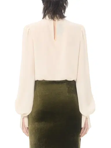 Valentino Garavani Women's Embroidered Crepe De Chine Top - Vanilla - Size 0 | Thumbnail 4 Valentino Garavani Women's Embroidered Crepe De Chine Top - Vanilla - Size 0 | Thumbnail 4
