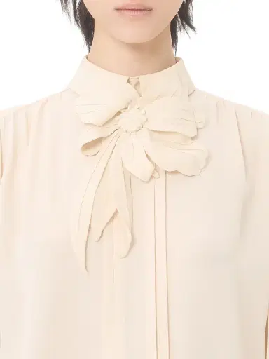Valentino Garavani Women's Embroidered Crepe De Chine Top - Vanilla - Size 0 | Thumbnail 5 Valentino Garavani Women's Embroidered Crepe De Chine Top - Vanilla - Size 0 | Thumbnail 5