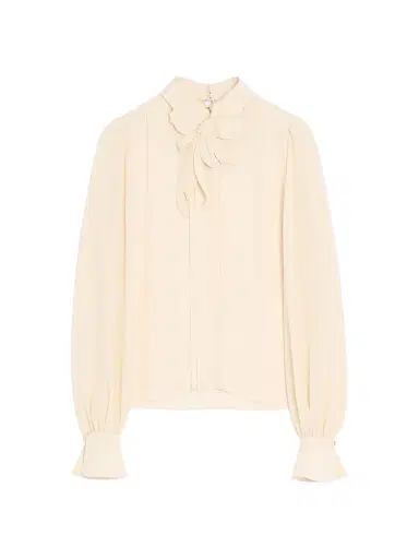 Valentino Garavani Women's Embroidered Crepe De Chine Top - Vanilla - Size 0 | Thumbnail 1 Valentino Garavani Women's Embroidered Crepe De Chine Top - Vanilla - Size 0 | Thumbnail 1