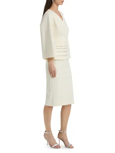 Chiara Boni La Petite Robe Women's Alima Wrap Peplum Midi-Dress - Cream - Size 8 | Thumbnail 4