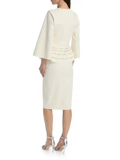 Chiara Boni La Petite Robe Women's Alima Wrap Peplum Midi-Dress - Cream - Size 8 | Thumbnail 5