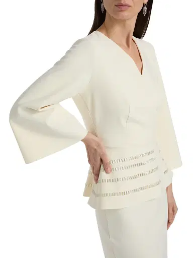 Chiara Boni La Petite Robe Women's Alima Wrap Peplum Midi-Dress - Cream - Size 8 | Thumbnail 6