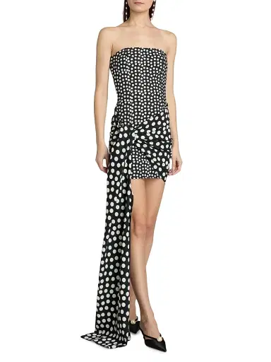 Chiara Boni La Petite Robe Women's Gaja Polka Dot Tie-Waist Jersey Minidress - Bette Black - Size 8 | Thumbnail 2