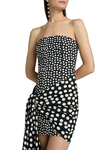 Chiara Boni La Petite Robe Women's Gaja Polka Dot Tie-Waist Jersey Minidress - Bette Black - Size 8 | Thumbnail 6