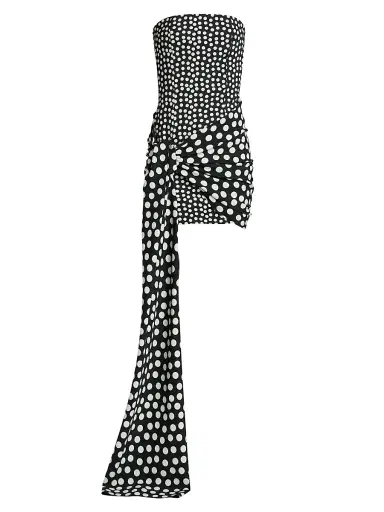 Chiara Boni La Petite Robe Women's Gaja Polka Dot Tie-Waist Jersey Minidress - Bette Black - Size 8 | Thumbnail 1