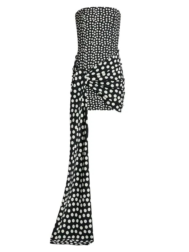 Chiara Boni La Petite Robe Women's Gaja Polka Dot Tie-Waist Jersey Minidress - Bette Black