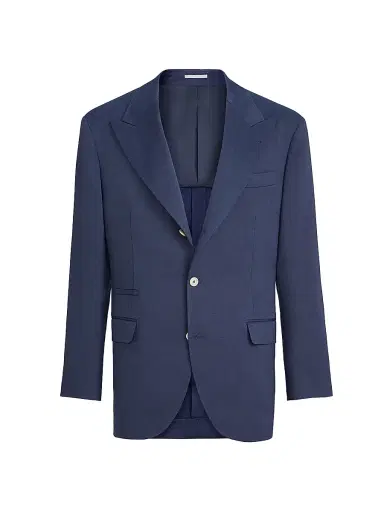 Brunello Cucinelli Men's Linen, Virgin Wool and Mohair Gabardine Tailor Blazer - Denim - Size 46 | Thumbnail 2