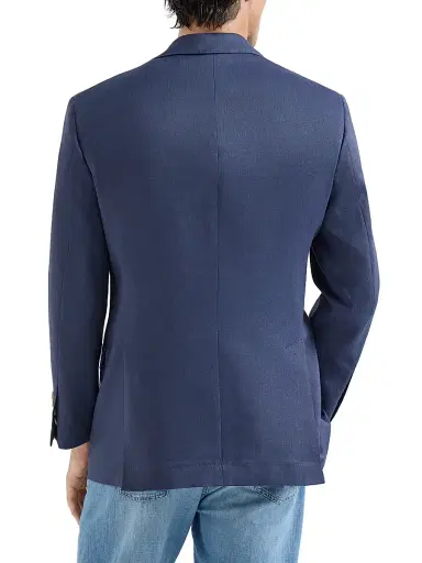 Brunello Cucinelli Men's Linen, Virgin Wool and Mohair Gabardine Tailor Blazer - Denim - Size 46 | Thumbnail 4