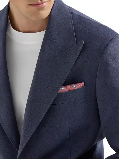 Brunello Cucinelli Men's Linen, Virgin Wool and Mohair Gabardine Tailor Blazer - Denim - Size 46 | Thumbnail 5