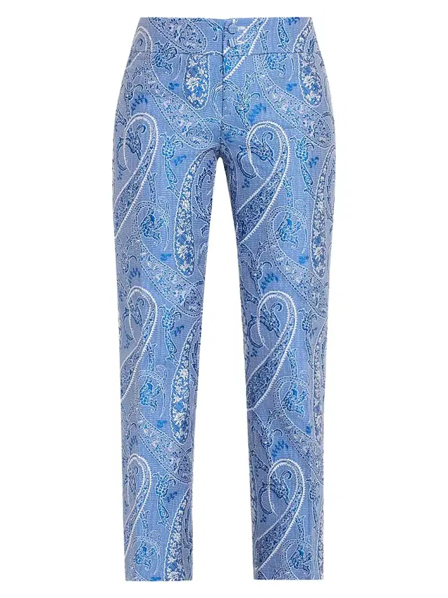 Women's Paisley Flared Trousers - Multicolor Blue