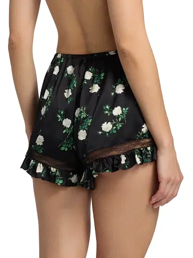 Dolce & Gabbana Women's Floral Silk-Blend Shorts - Black - Size XL | Thumbnail 4
