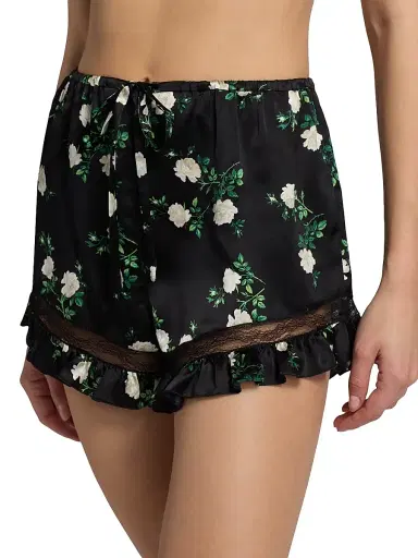 Dolce & Gabbana Women's Floral Silk-Blend Shorts - Black - Size XL | Thumbnail 5