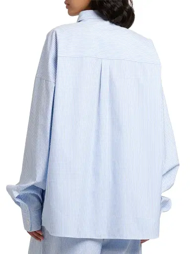 Dolce & Gabbana Women's Oversized Embellished Pinstripe Button-Front Shirt - Rigato - Size 12 | Thumbnail 5