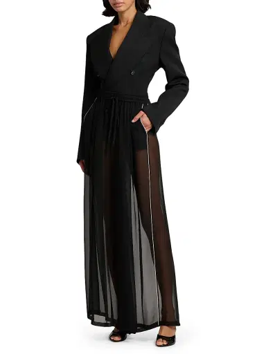 Dolce & Gabbana Women's Sheer Silk Chiffon Palazzo Pants - Nero | Thumbnail 2
