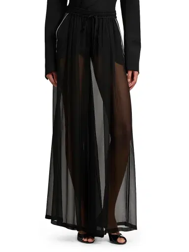 Dolce & Gabbana Women's Sheer Silk Chiffon Palazzo Pants - Nero | Thumbnail 3