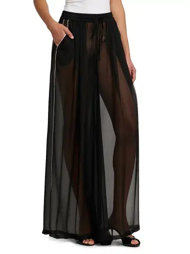Dolce & Gabbana Women's Sheer Silk Chiffon Palazzo Pants - Nero | Thumbnail 4