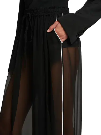 Dolce & Gabbana Women's Sheer Silk Chiffon Palazzo Pants - Nero | Thumbnail 6