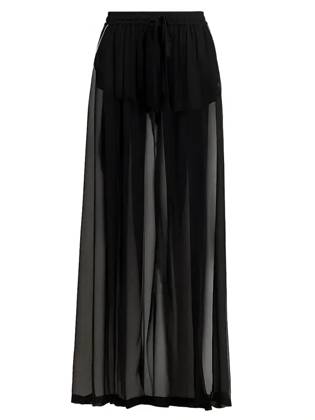 Women's Sheer Silk Chiffon Palazzo Pants - Nero Women's Sheer Silk Chiffon Palazzo Pants - Nero