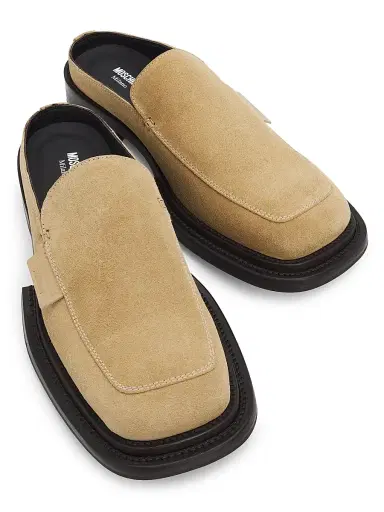 MOSCHINO Men's Suede Loafer Mules - Beige - Size 13 | Thumbnail 4