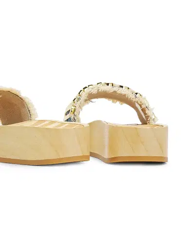 MOSCHINO Women's Logo Denim Slide Sandals - Denim - Size 10 | Thumbnail 3