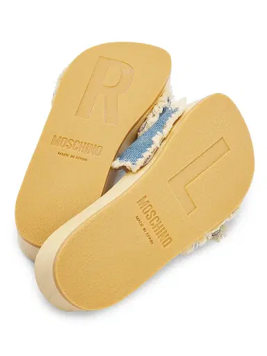 MOSCHINO Women's Logo Denim Slide Sandals - Denim - Size 10 | Thumbnail 5