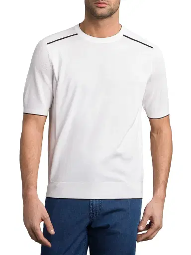 Stefano Ricci Men's Silk and Cotton Knit Crewneck Sweater - White - Size 50 | Thumbnail 2