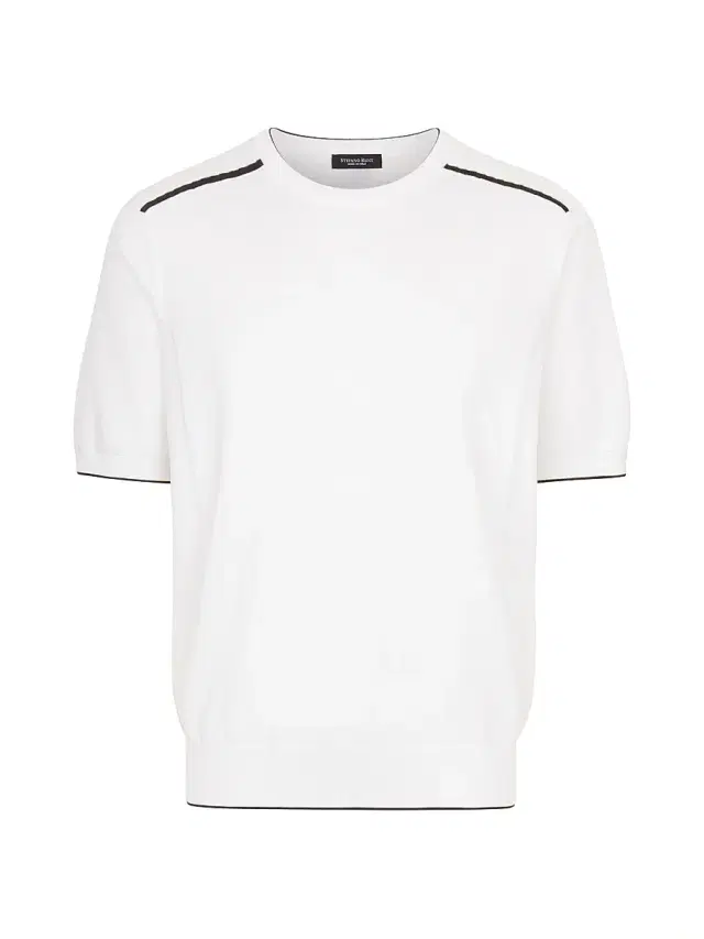 Men's Silk and Cotton Knit Crewneck Sweater - White