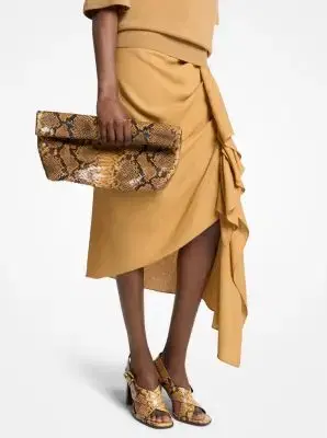 Michael Kors Collection Maggie Snake Embossed Leather Lunch Bag Clutch | Thumbnail 4