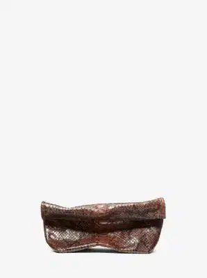 Michael Kors Collection Maggie Snake Embossed Leather Lunch Bag Clutch | Thumbnail 6