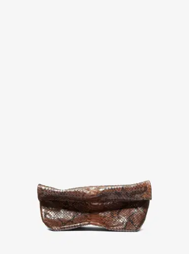 Michael Kors Collection Maggie Snake Embossed Leather Lunch Bag Clutch | Thumbnail 9