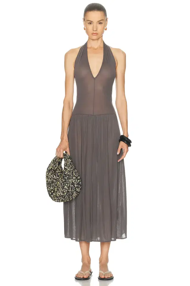 Fluid Jersey Halter Dress