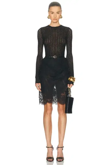 Saint Laurent Pointelle Long Sleeve Top | Thumbnail 4 Saint Laurent Pointelle Long Sleeve Top | Thumbnail 4